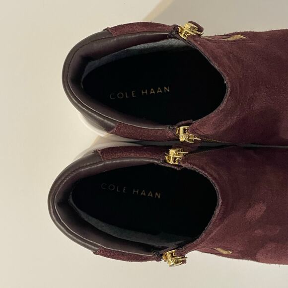 Cole Haan Women’s Suede Sneakers Grand Crosscourt Ankle Mid Top sz 8.5 B Maroon - Picture 8 of 14